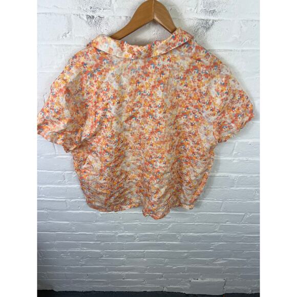 Cloth & Stone by Anthropologie Boxy Linen Surf Button-Up Shirt Orange Size XL - Picture 8 of 9